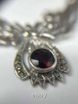 Antique Vintage Collar Garnet Necklace 19 Sterling Silver 925