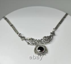 Antique Vintage Collar Garnet Necklace 19 Sterling Silver 925