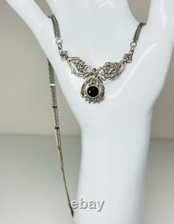 Antique Vintage Collar Garnet Necklace 19 Sterling Silver 925