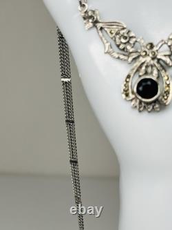 Antique Vintage Collar Garnet Necklace 19 Sterling Silver 925