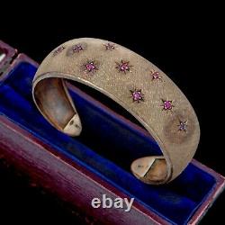 Antique Vintage Deco Retro Sterling Silver Gold Buccellati Style Ruby Bracelet