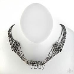 Antique Vintage Deco Sterling Silver Austrian Garnet Filigree Choker Necklace