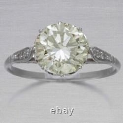 Antique&Vintage Engagement Ring 3.50CT Round Cut White Diamond 14K White Gold FN