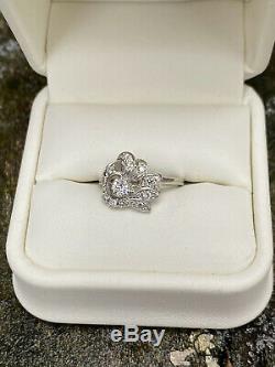 Antique Vintage Engagement Wedding Ring 1.26Ct Round Diamond 14K White Gold Over