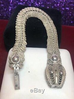 Antique Vintage Estate Sterling Silver Snake Bracelet Dragon