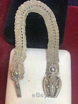 Antique Vintage Estate Sterling Silver Snake Bracelet Dragon