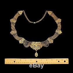 Antique Vintage Georgian Sterling Silver 22k Gold Wash Spanish Colonial Necklace