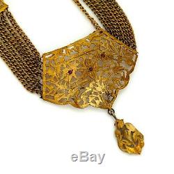 Antique Vintage Georgian Sterling Silver 22k Gold Wash Spanish Colonial Necklace
