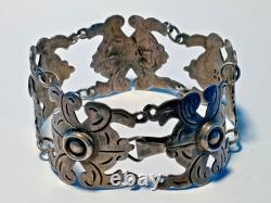 Antique Vintage Mexican Sterling Silver Link / Panel Bracelet VERY NICE