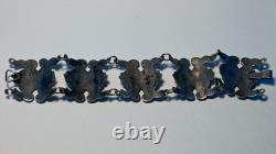 Antique Vintage Mexican Sterling Silver Link / Panel Bracelet VERY NICE