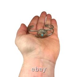 Antique Vintage Native Navajo Pawn Sterling Silver Turquoise Cuff Bracelet 11.7g