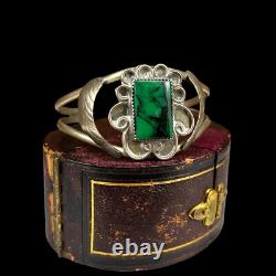 Antique Vintage Native Navajo Pawn Sterling Silver Turquoise Cuff Bracelet 19.4g