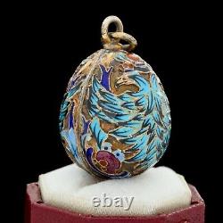 Antique Vintage Nouveau Sterling Silver Gold Russian Enamel Faberge Pendant 5.1g