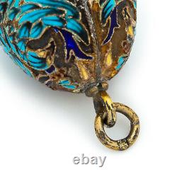 Antique Vintage Nouveau Sterling Silver Gold Russian Enamel Faberge Pendant 5.1g
