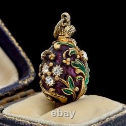 Antique Vintage Nouveau Sterling Silver Gold Russian Enamel Faberge Pendant 8.9g