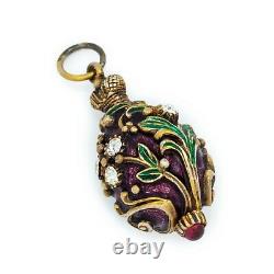 Antique Vintage Nouveau Sterling Silver Gold Russian Enamel Faberge Pendant 8.9g