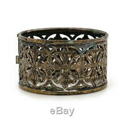 Antique Vintage Nouveau Sterling Silver Plated Jugendstil Floral HUGE Bracelet