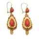 Antique Vintage Simulated Coral Pear Cut Dangle Earrings Sterling Silver 925