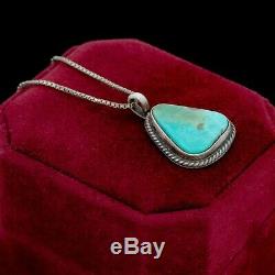 Antique Vintage Sterling Silver Native Navajo Royston Turquoise Pendant Necklace