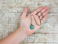 Antique Vintage Sterling Silver Native Navajo Royston Turquoise Pendant Necklace