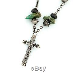 Antique Vintage Sterling Silver Native Pueblo Santo Domingo HILL Rosary Necklace
