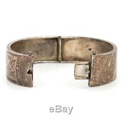 Antique Vintage Victorian Sterling Silver English Chased Wedding Bangle Bracelet