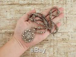 Antique Vintage Victorian Sterling Silver Rosary Reliquary Filigree Necklace