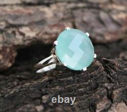 Aqua Chalcedony Gemstone Ring, Handmade Ring, 925Sterling Silver Ring, Gift For Her