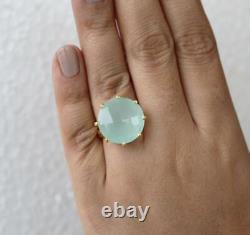 Aqua Chalcedony Gemstone Ring, Handmade Ring, 925Sterling Silver Ring, Gift For Her