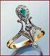 Art Deco 2ct Pear Shape Emerald, Diamond Vintage&antique Ring 14k Yellow Gold Fn