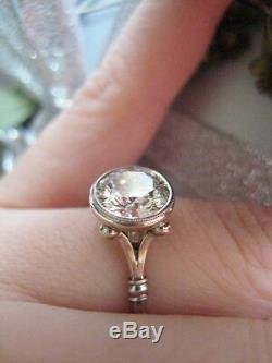 Art Deco 3.20 ct White Round Cut Diamond 925 Silver Engagement Vintage Ring