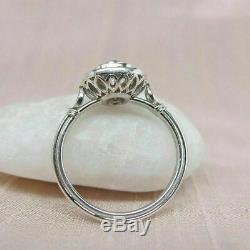 Art Deco 3 Ct Diamond Ring Vintage Antique Wedding Ring 14K White Gold Over