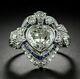 Art Deco 4.00 Ct Heart Cut Diamond Vintage Engagement Ring 14k White Gold Finish