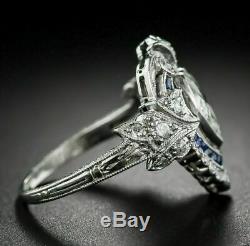 Art Deco 4.00 CT Heart Cut Diamond Vintage Engagement Ring 14K White Gold Finish