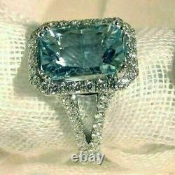 Art Deco 5.60 Ct Aquamarine Antique Vintage Engagement Ring 925 Sterling Silver