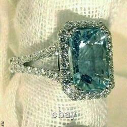 Art Deco 5.60 Ct Aquamarine Antique Vintage Engagement Ring 925 Sterling Silver