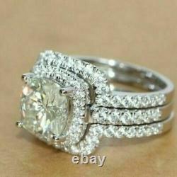 Art Deco Antique 3.70 Ct Diamond Vintage Wedding Ring Set 925 Sterling Silver