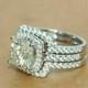 Art Deco Antique 3.70 Ct Diamond Vintage Wedding Ring Set 925 Sterling Silver