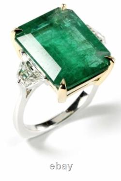 Art Deco Antique Vintage 5.10 Ct Green Emerald Wedding Ring 925 Sterling Silver