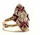 Art Deco Vintage 2.55 Ct White Diamond Ruby Antique Engagement Wedding Ring Set