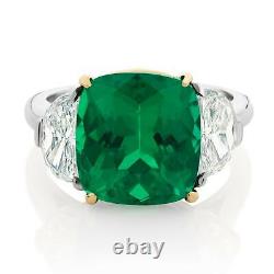 Art Deco Vintage 3.10 Ct Green Emerald 925 Sterling Silver Antique Wedding Ring