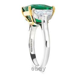 Art Deco Vintage 3.10 Ct Green Emerald 925 Sterling Silver Antique Wedding Ring