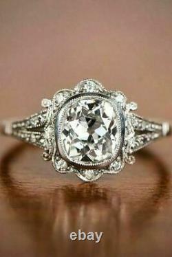 Art Deco Vintage 3.20 ct White Diamond Antique Wedding Ring 925 Sterling Silver