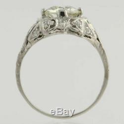Art Deco Vintage Edwardian 2.05 Ct Diamond Engagement Ring In14k White Gold Over