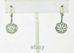 Art Deco Vintage Engagement Dangle Earrings 14K White Gold Over 2.9Ct Diamond