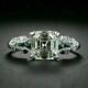Art Deco Vintage Engagement Wedding Ring 14k White Gold Over 3ct Asscher Diamond