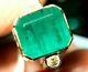 Art Deco Vintage Green 8.25 Ct Emerald Sapphire Green Antique Wedding Ring Hk-2
