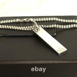 Auth Vintage Gucci Plate Necklace Double Balled Chain Sterling Silver 48cm/19
