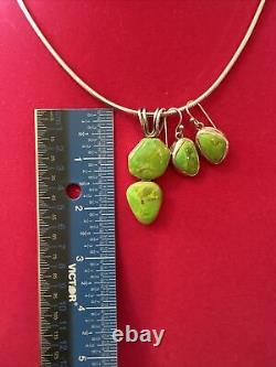 BARSE Vintage Green Turquoise Sterling Silver Necklace, Earrings, Ring Size 8