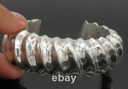 BAYANIHAN 925 Sterling Silver Vintage Shiny Fluted Cuff Bracelet BT8286